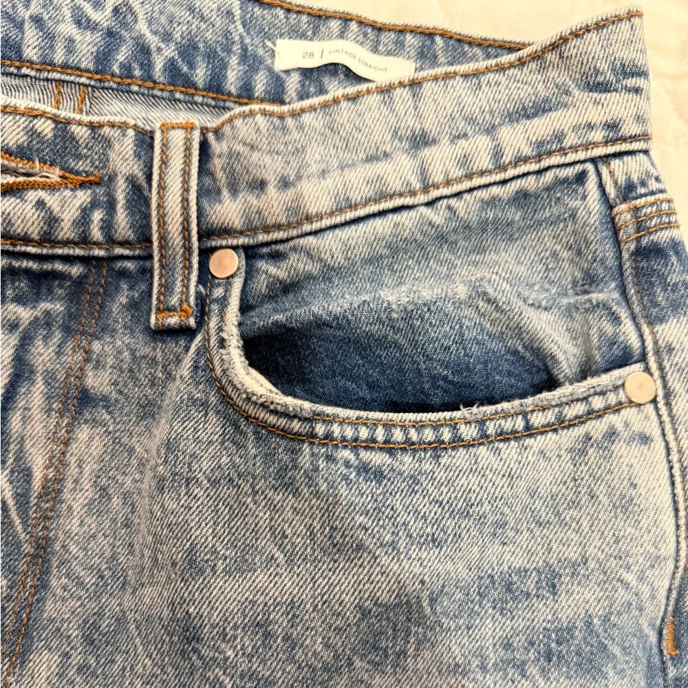 BLDWN Vintage Straight Denim 100% Cotton Women's Button Zip Pockets Vintage Blue - Picture 7 of 17